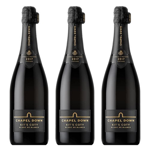 Chapel Down Kits Coty Blanc de Blancs 2017 Vintage English Sparkling 75cl Treble Bottle Set 3x75cl